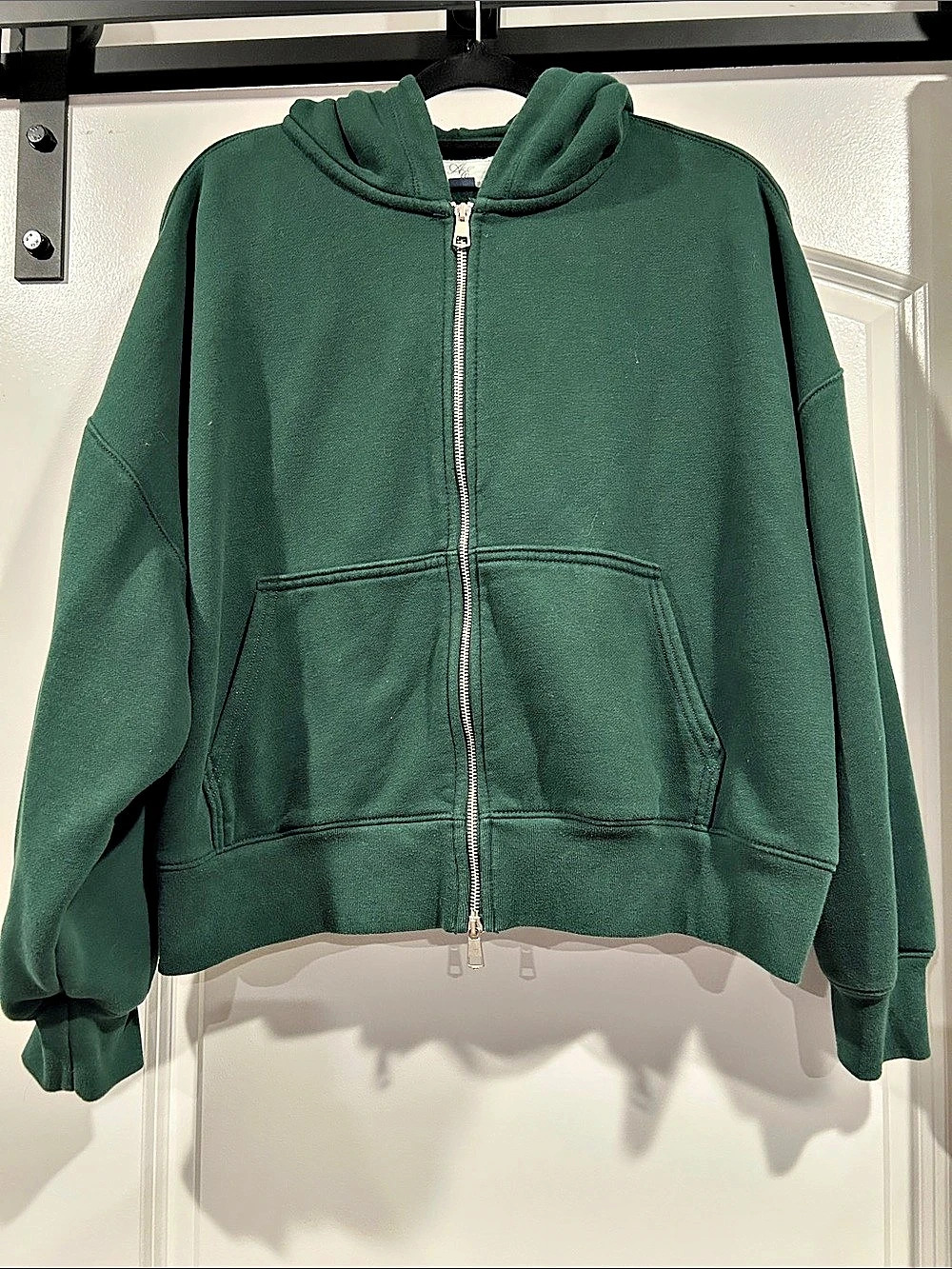 American Eagle Premium Crop Zip Hoodie Green